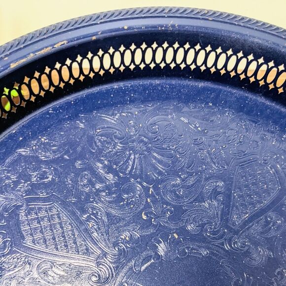 Metal Vintage Round Decorative Tray - Picture 5 of 7